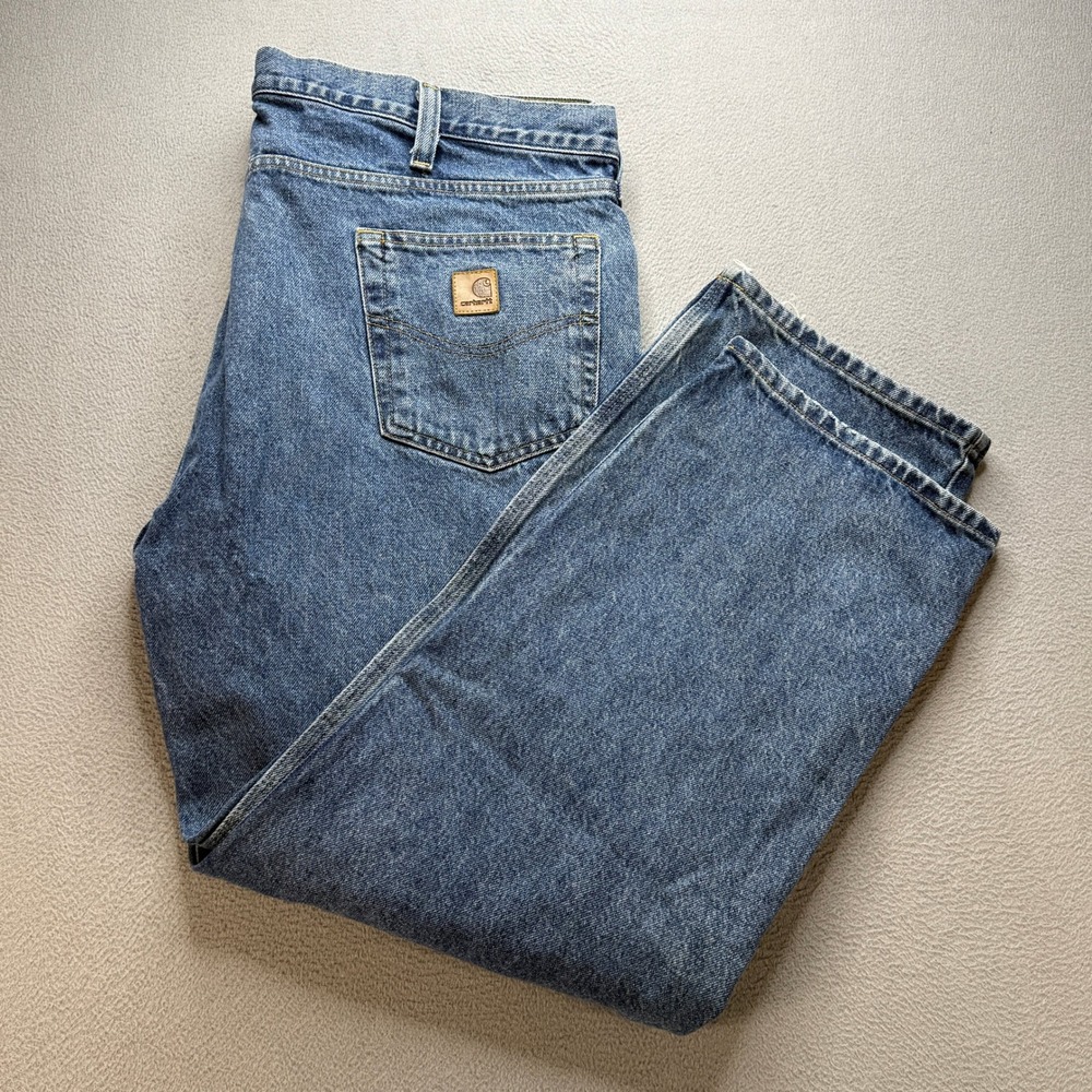 VTG Carhartt Traditional Fit Jeans Men 42x30 (FIT 43x30) Blue Denim Workwear